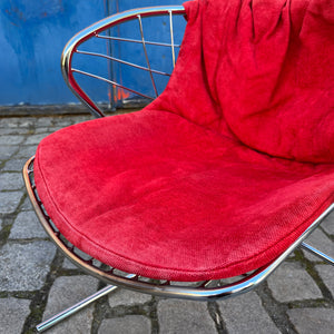 Freischwinger Chrom mit Samtkissen von Gastone Rinaldi