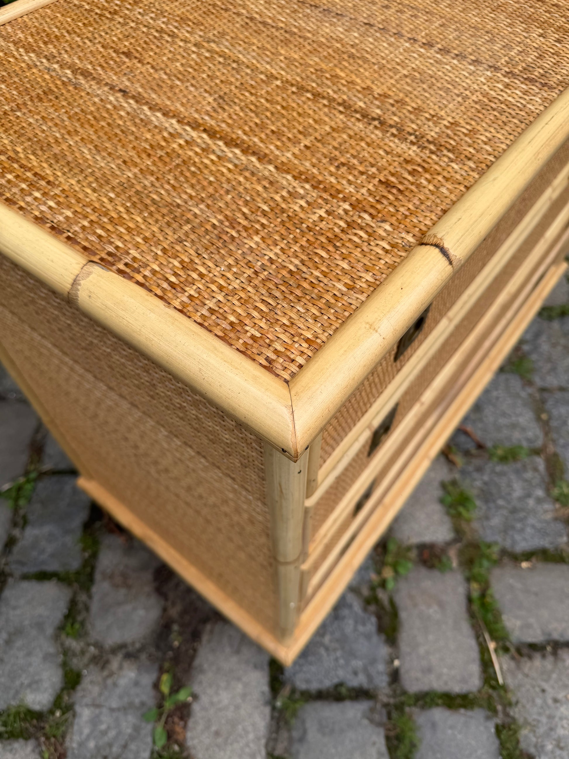 Kommode Rattan Bambus mit Messinggriffen von Dal Vera