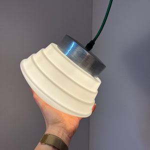 Hängelampe weiß silber Glas