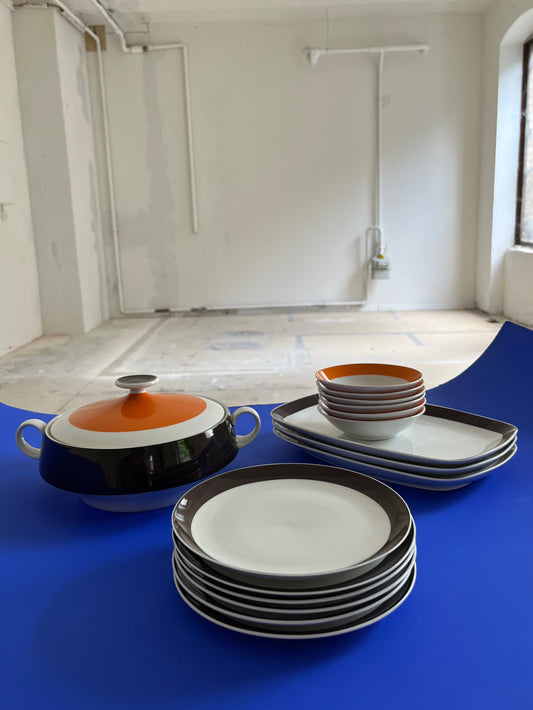 Porzellanservice orange braun von Eschenbach Bavaria