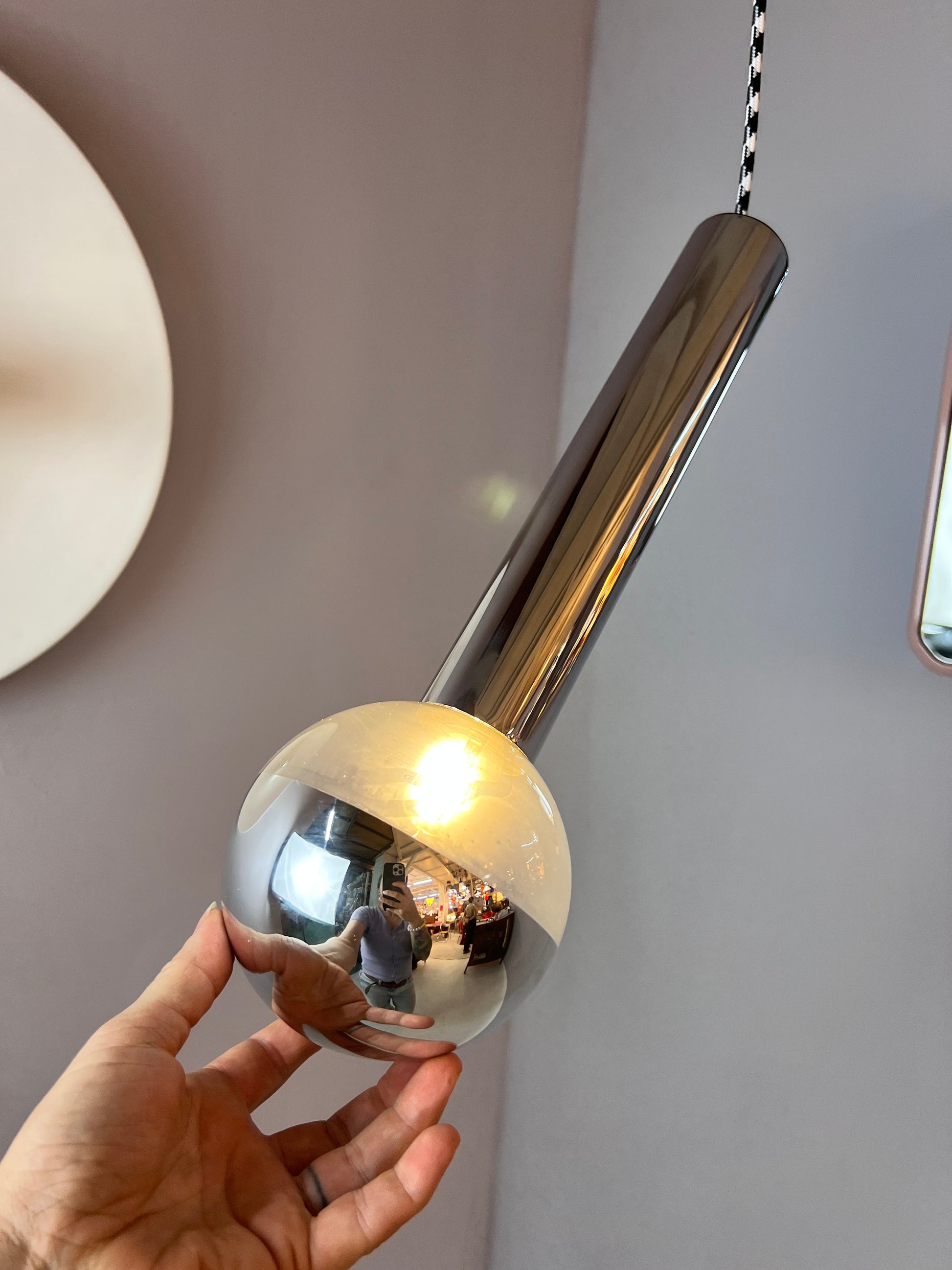 Hängelampe Big Globe Chrom 39 cm von Motoko Ishii für STAFF