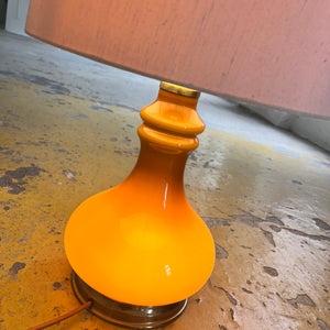 hohe Tischlampe Glas & Seide