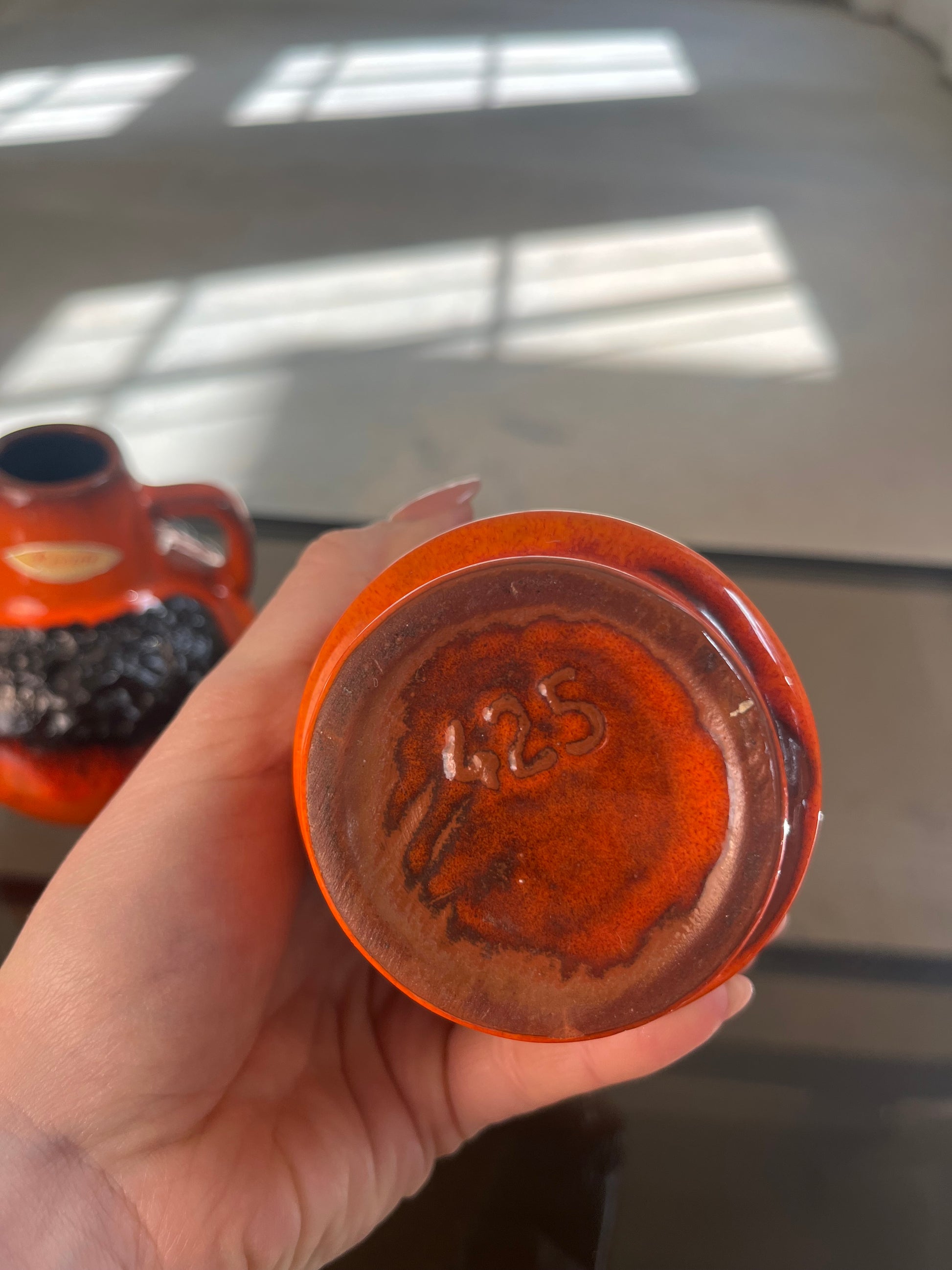 Set: 2x Vase Fat Lava orange schwarz von Kreutz Keramik