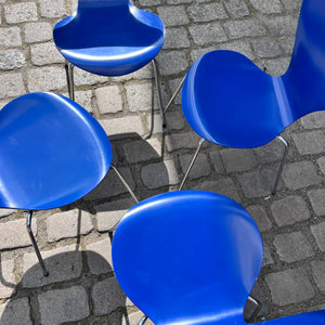 Set: 4x Stuhl Serie 7 Königsblau lackiert von Arne Jacobsen für Fritz Hansen