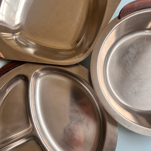 Set: 3x Tablett Stainless Steel mit Palisander Griffen aus Dänemark