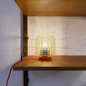 Tischlampe orange mit Bubbleglas Schirm von VEB Bautzen