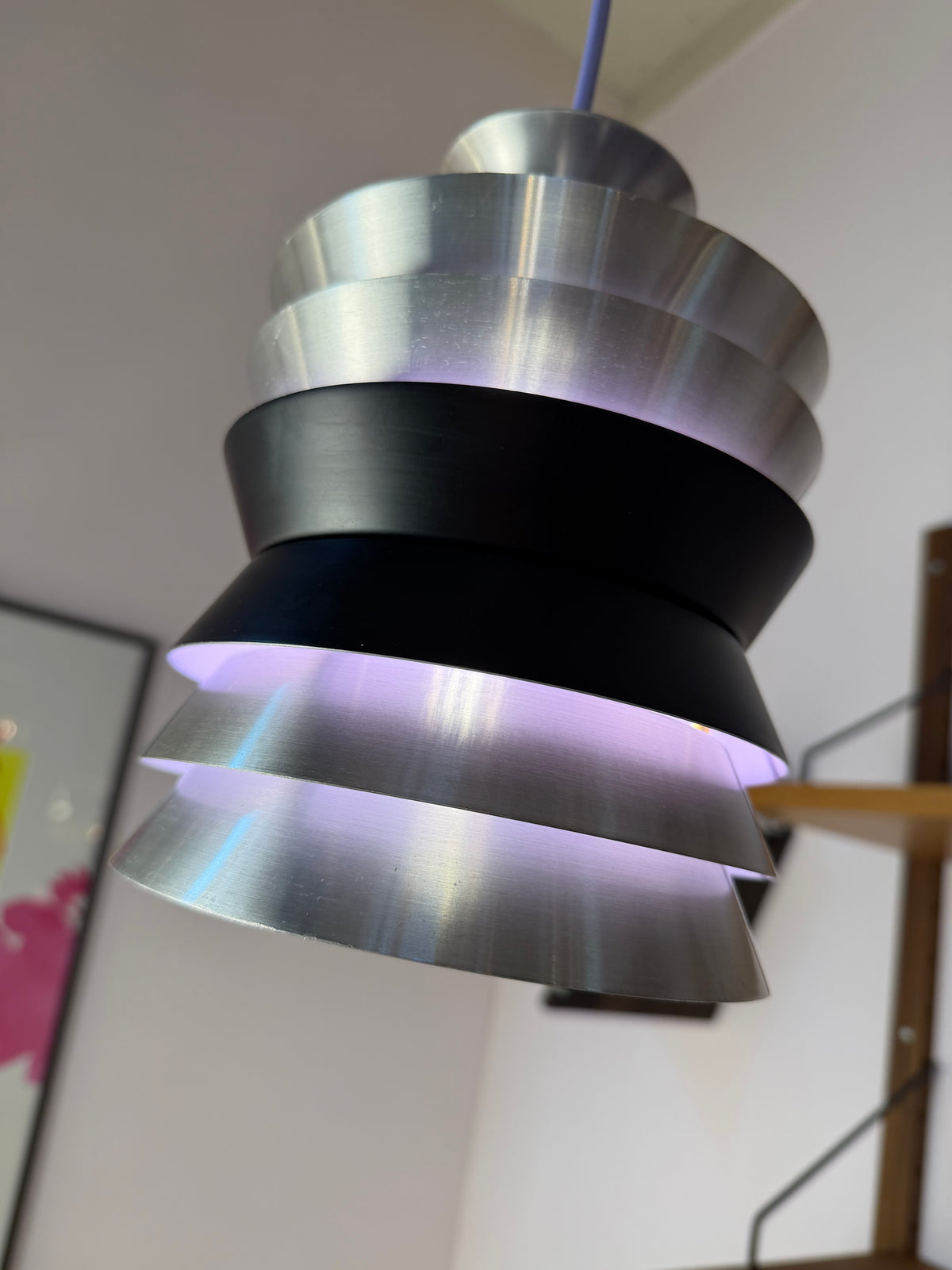 Lamellenlampe Trava silber schwarz lila von Carl Thore für Granhaga