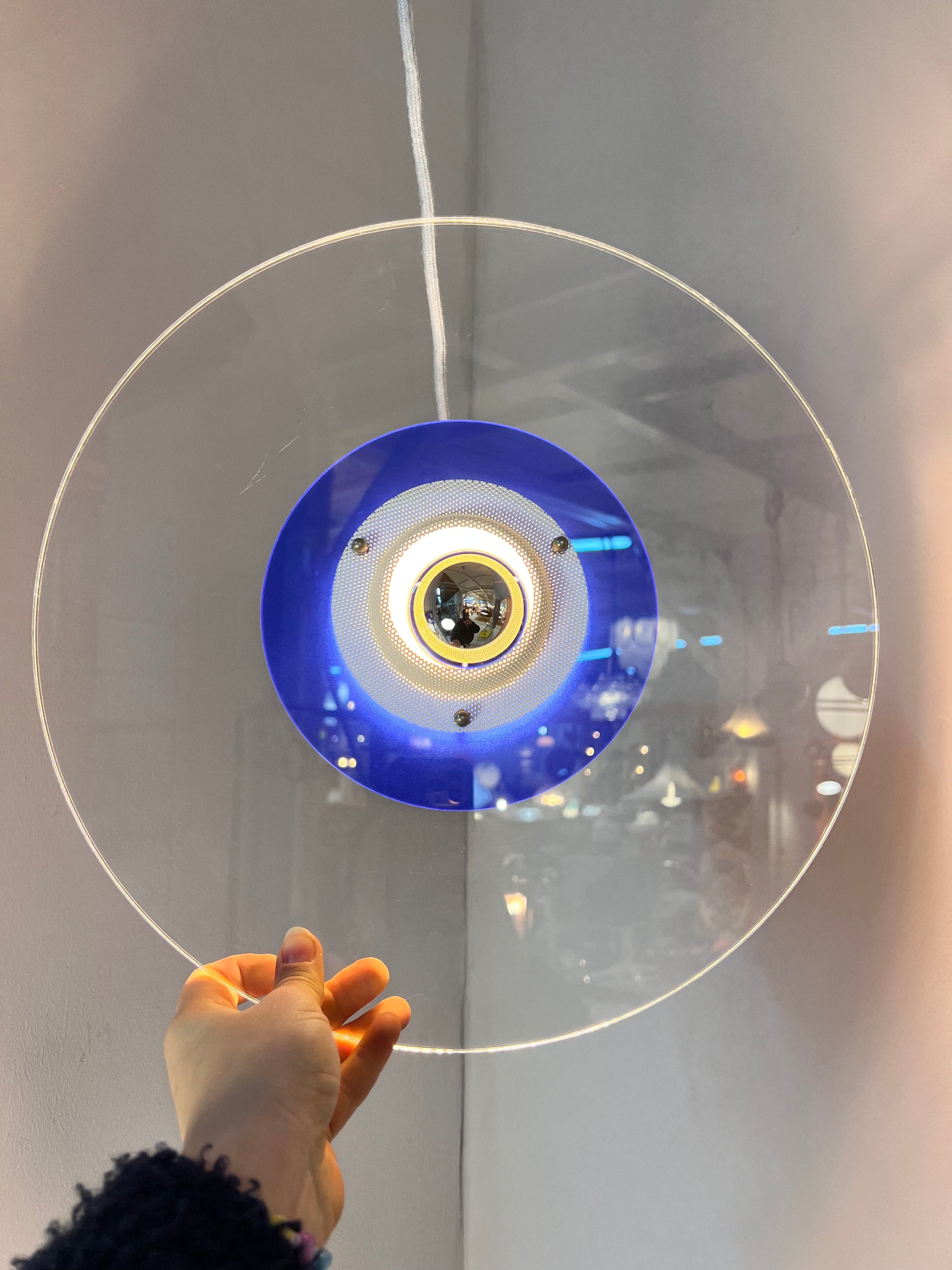 Lamellenlampe „Astra“ blau Plexiglas aus Dänemark