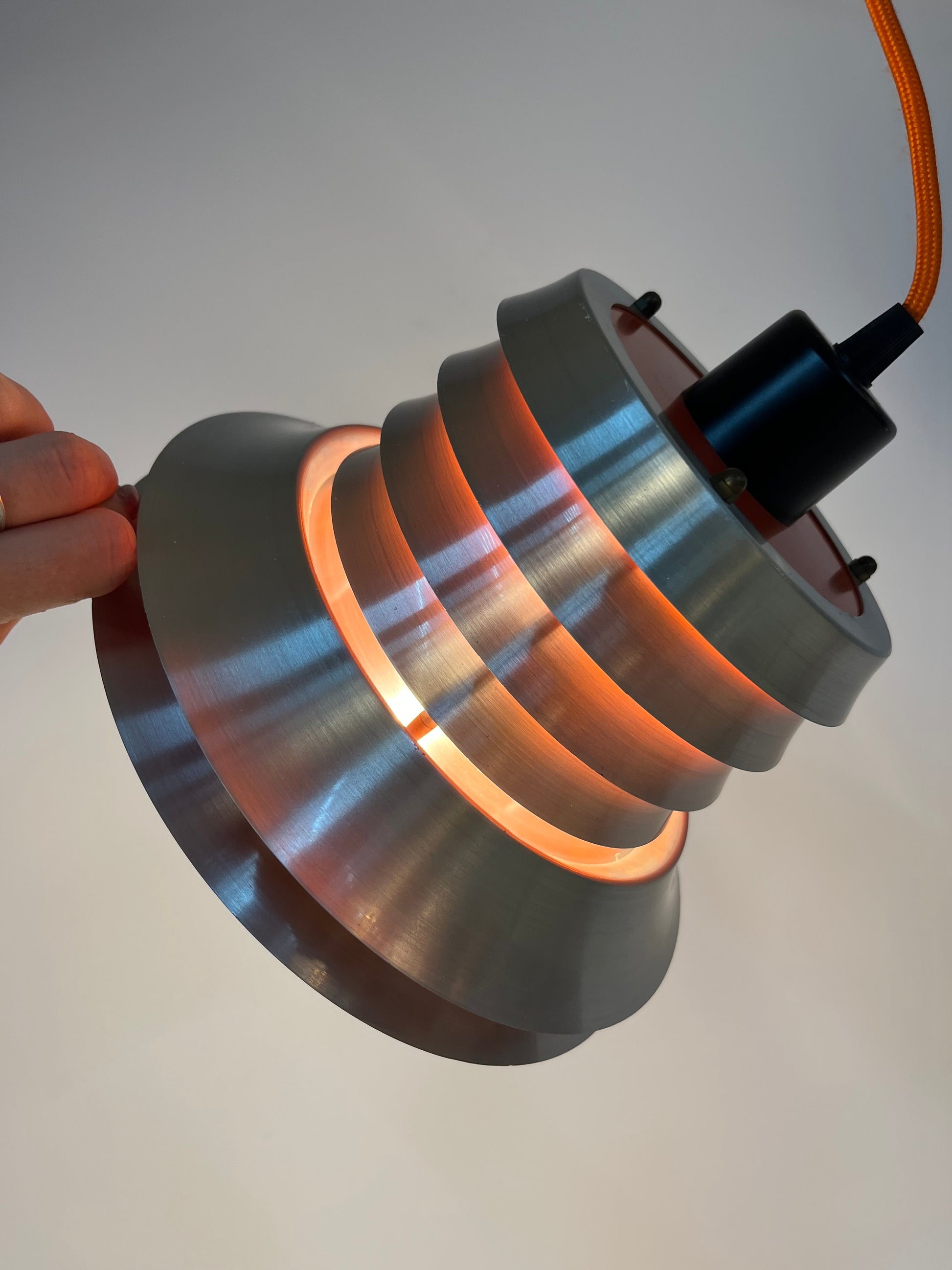 Lamellenlampe silber orange von Carl Thore für Granhaga