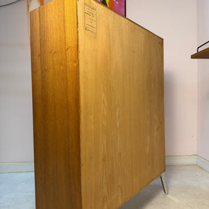 Schrank Teak mit Schloss & neuen Chromfüßen von Heinrich Riestenpatt