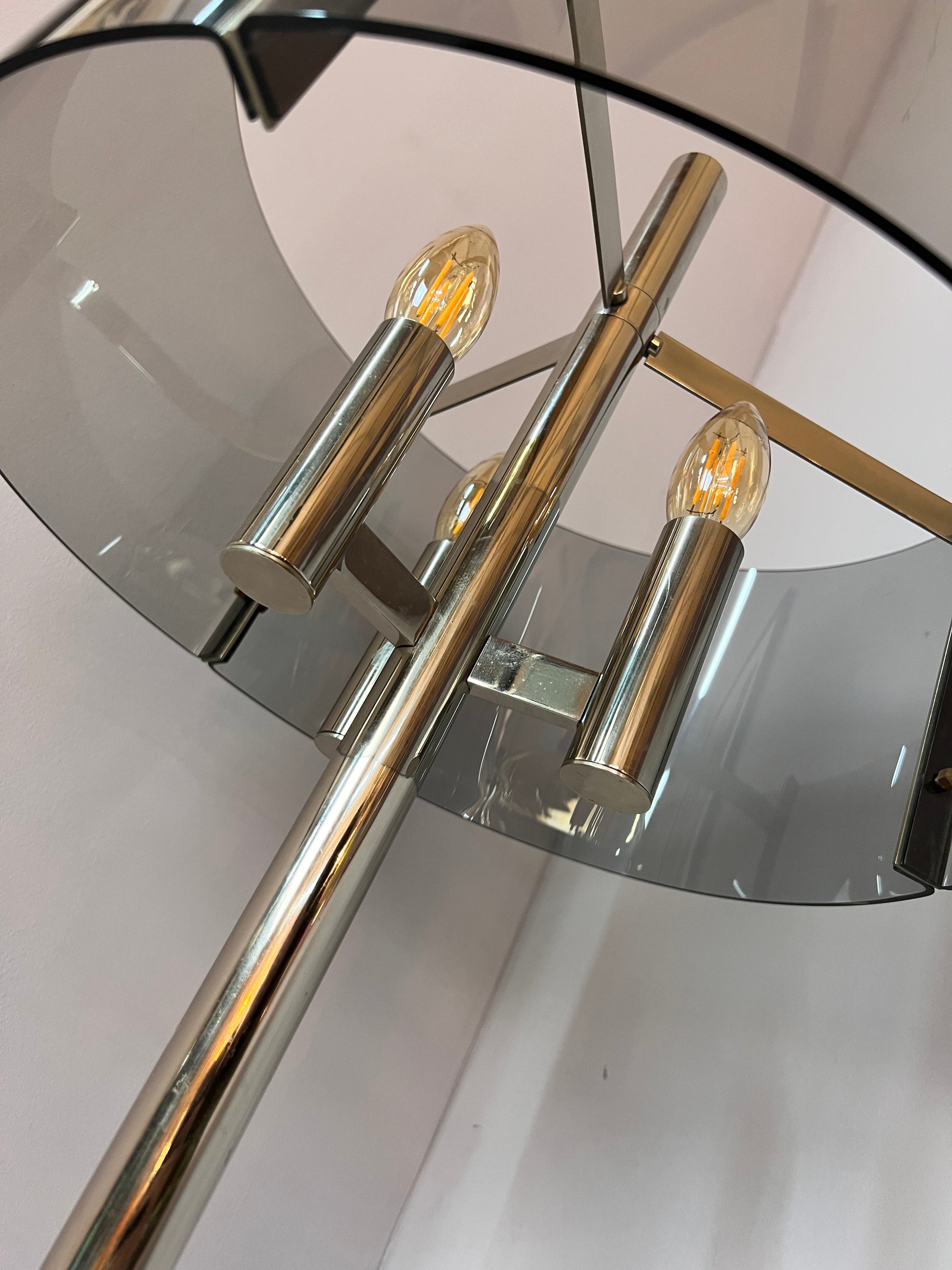 Tischlampe Chrom & Rauchacryl