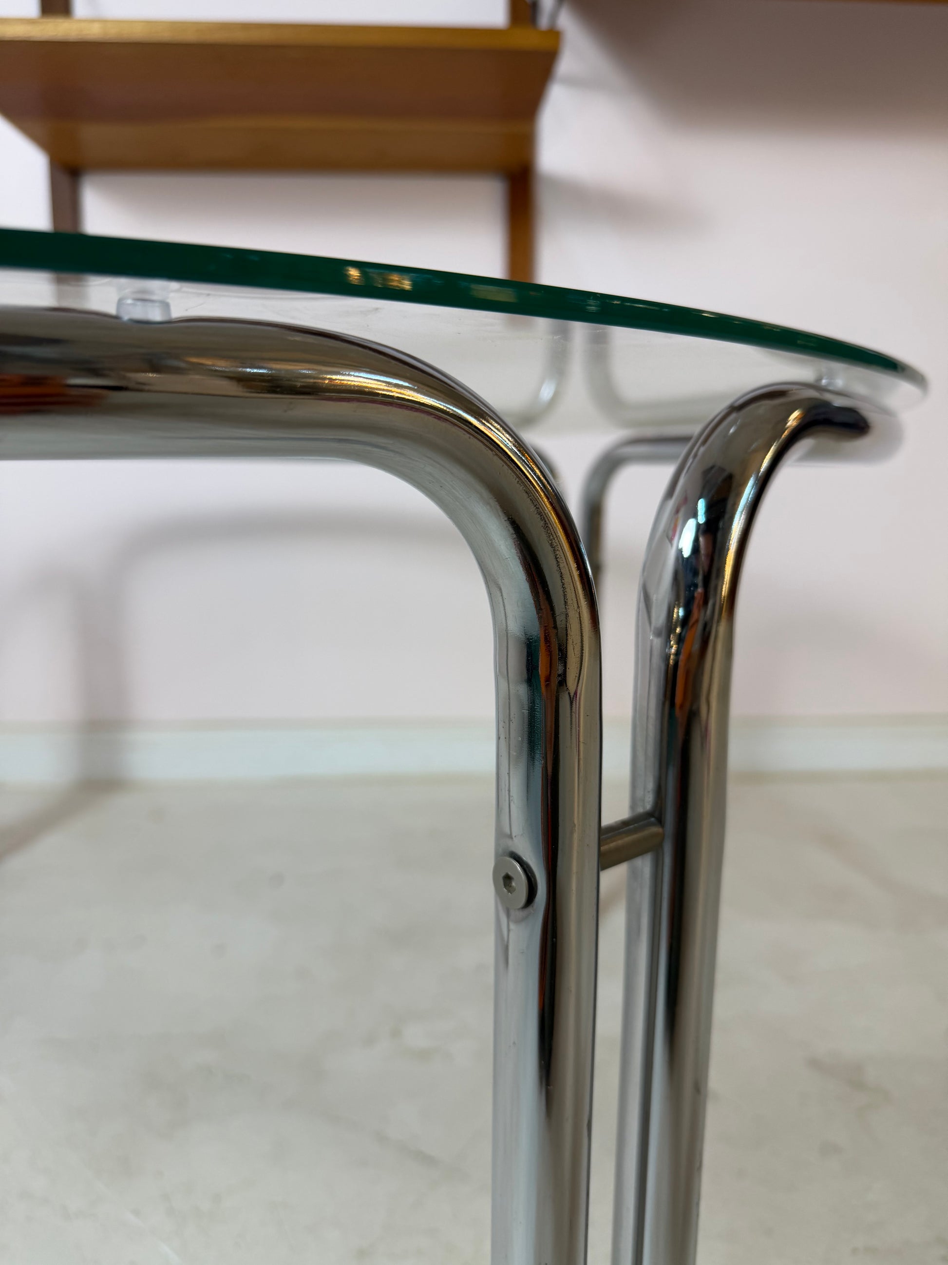 Runder Couchtisch Glas & Chrom