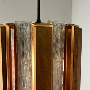 Hängelampe Teak Kupfer von Werner Schou für Coronell Elektro