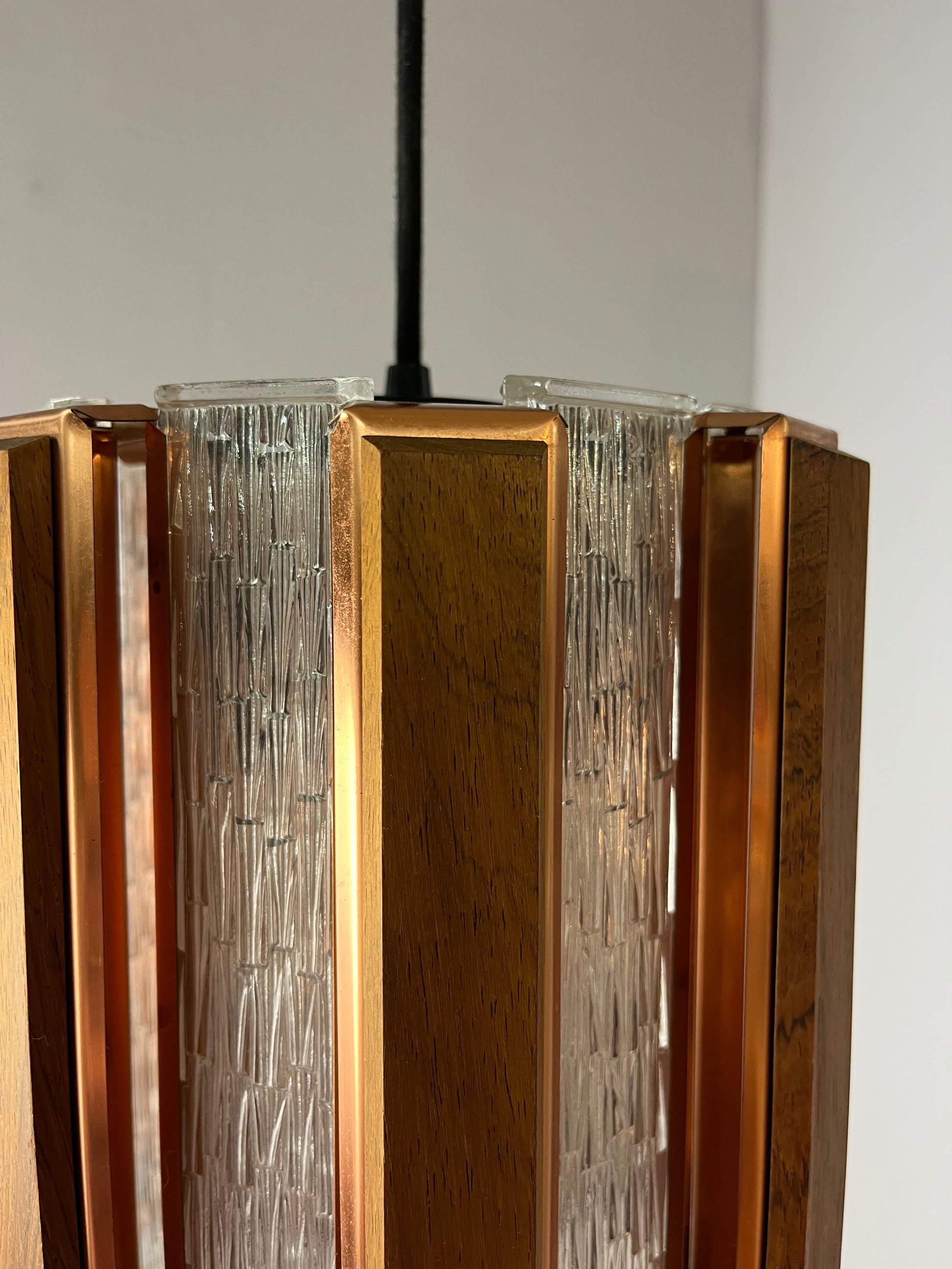 Hängelampe Teak Kupfer von Werner Schou für Coronell Elektro