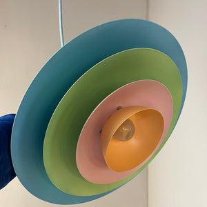 Lamellenlampe neu lackiert hellblau mint peach aus Dänemark lackiert