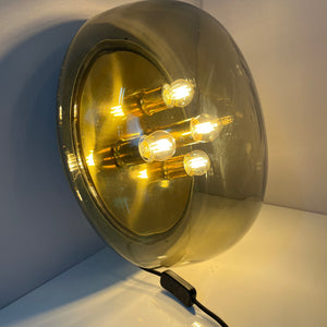 Wand-/ Deckenlampe Messing Rauchglas von Kaiser Leuchten