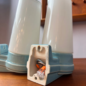 Set: 2x Wandlampe Modell 6080 hellblau von Sigvard Bernadotte für Ifö