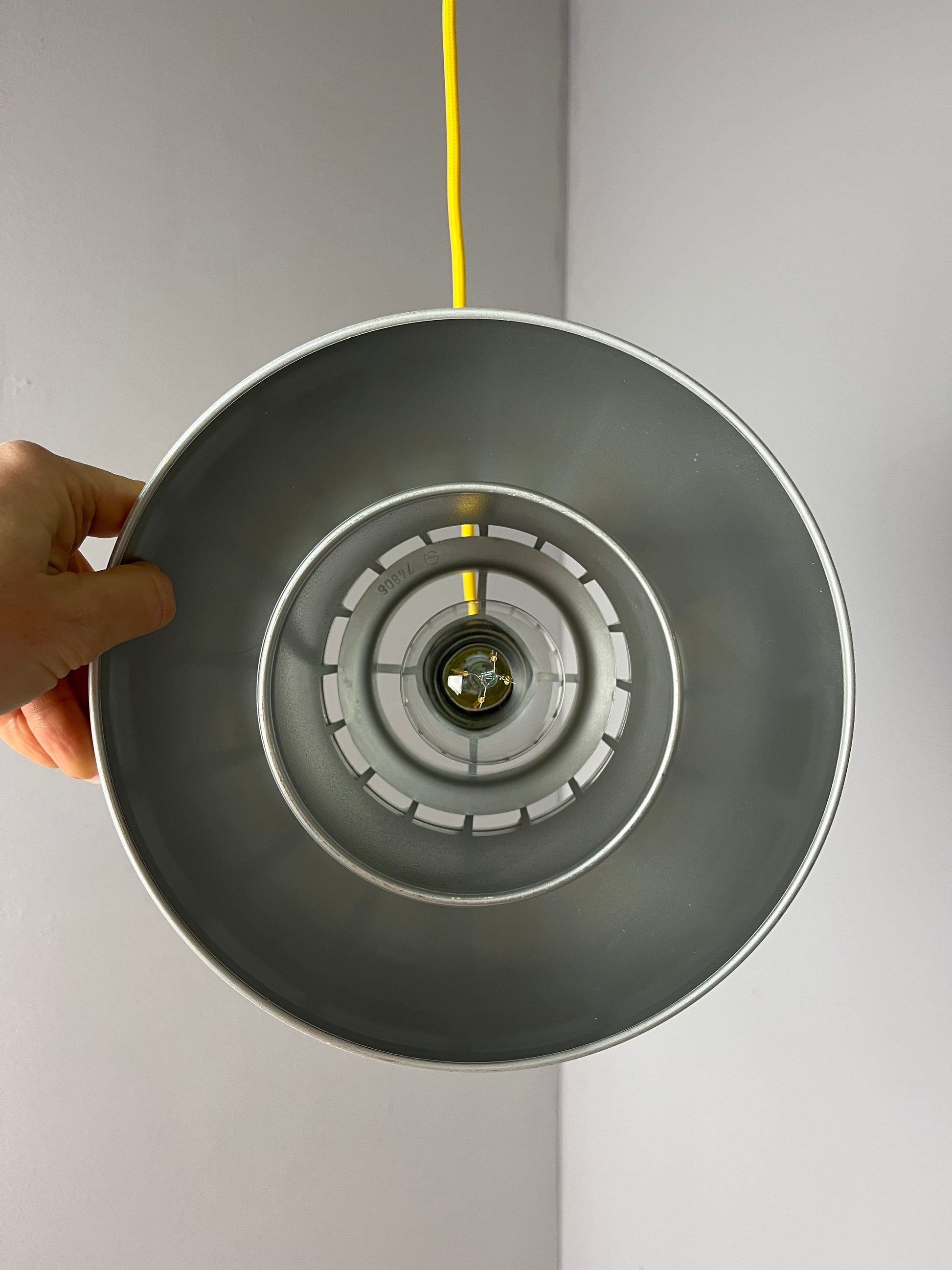 Hängelampe Minisol weiß silber neu lackiert von K. Kewo für Nordisk Solar