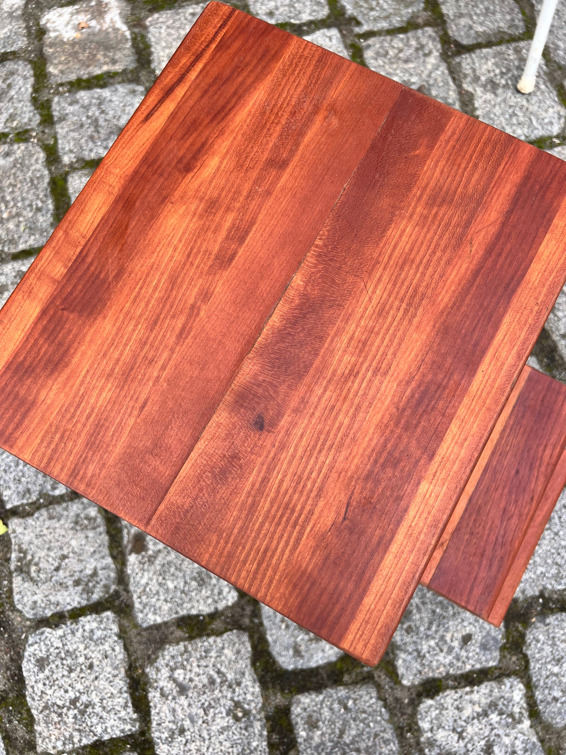 Tritthocker weiß Teak mit Klappleiter