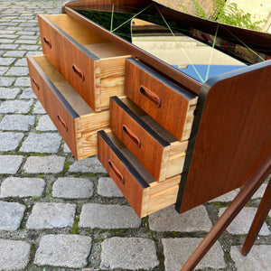 Schminktisch mit gemusterter Glasplatte Teak
