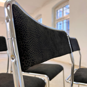 Set: 4x TACKE Polsterstuhl schwarz Chrom