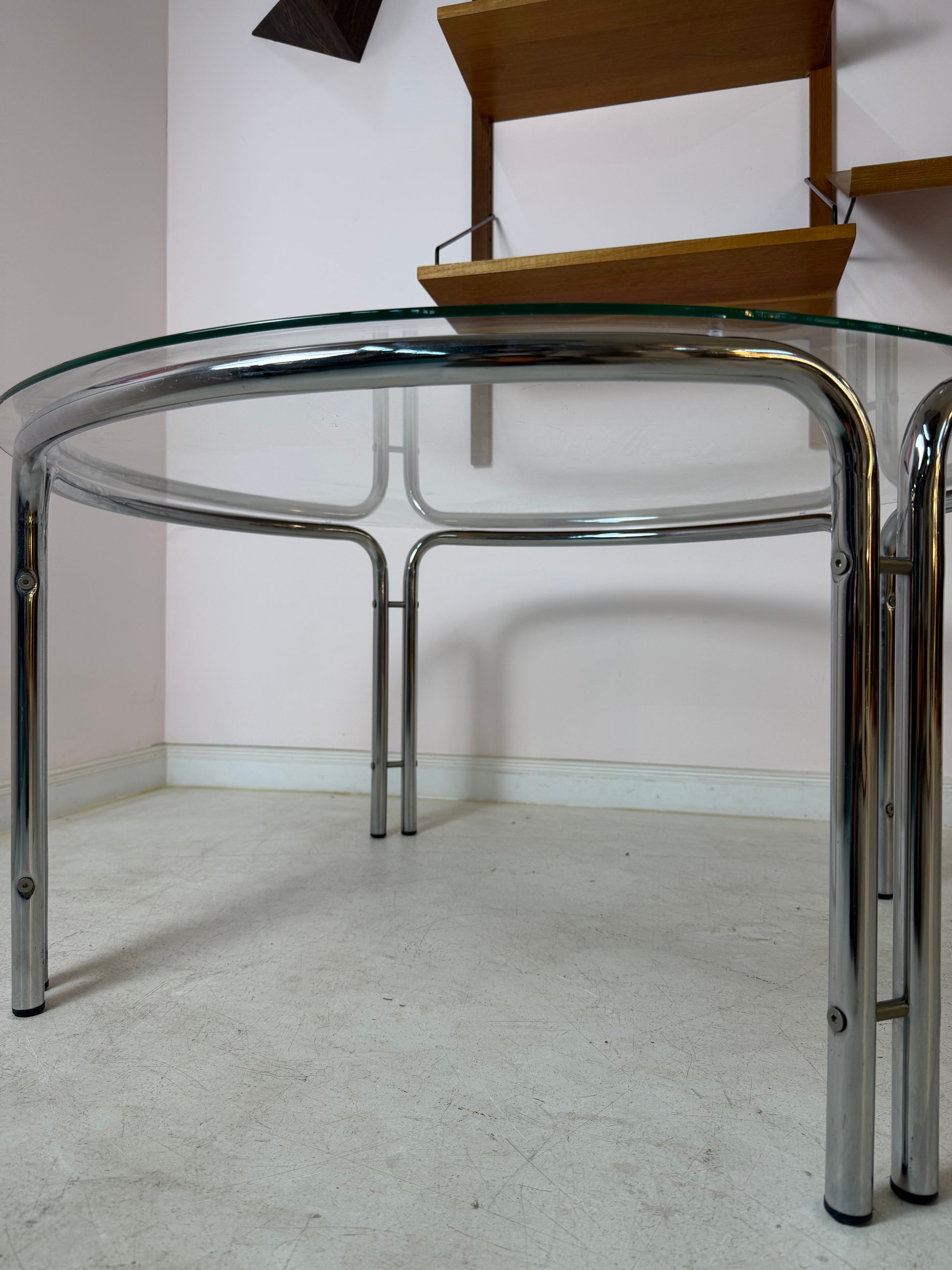 Runder Couchtisch Glas & Chrom