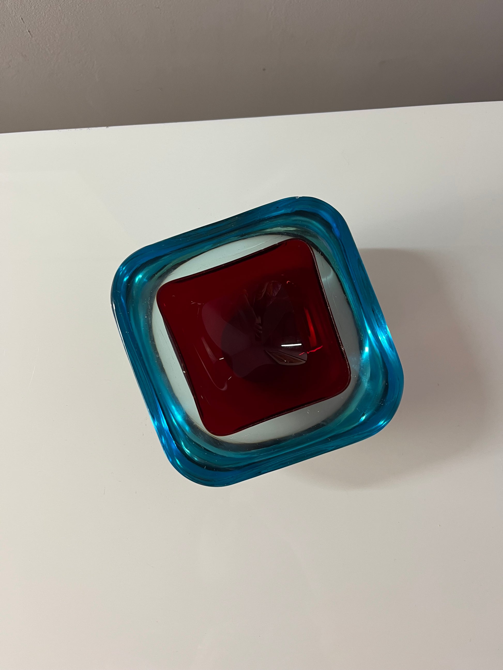 Schale rot blau Muranoglas