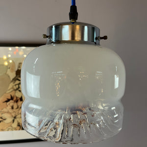 Hängelampe weiß gelb Muranoglas von Mazzega