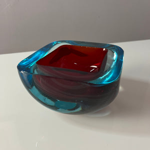 Schale rot blau Muranoglas
