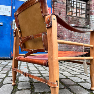 Safari-Sessel mit cognacfarbenem Lederbezug von Aage Bruun & Søn