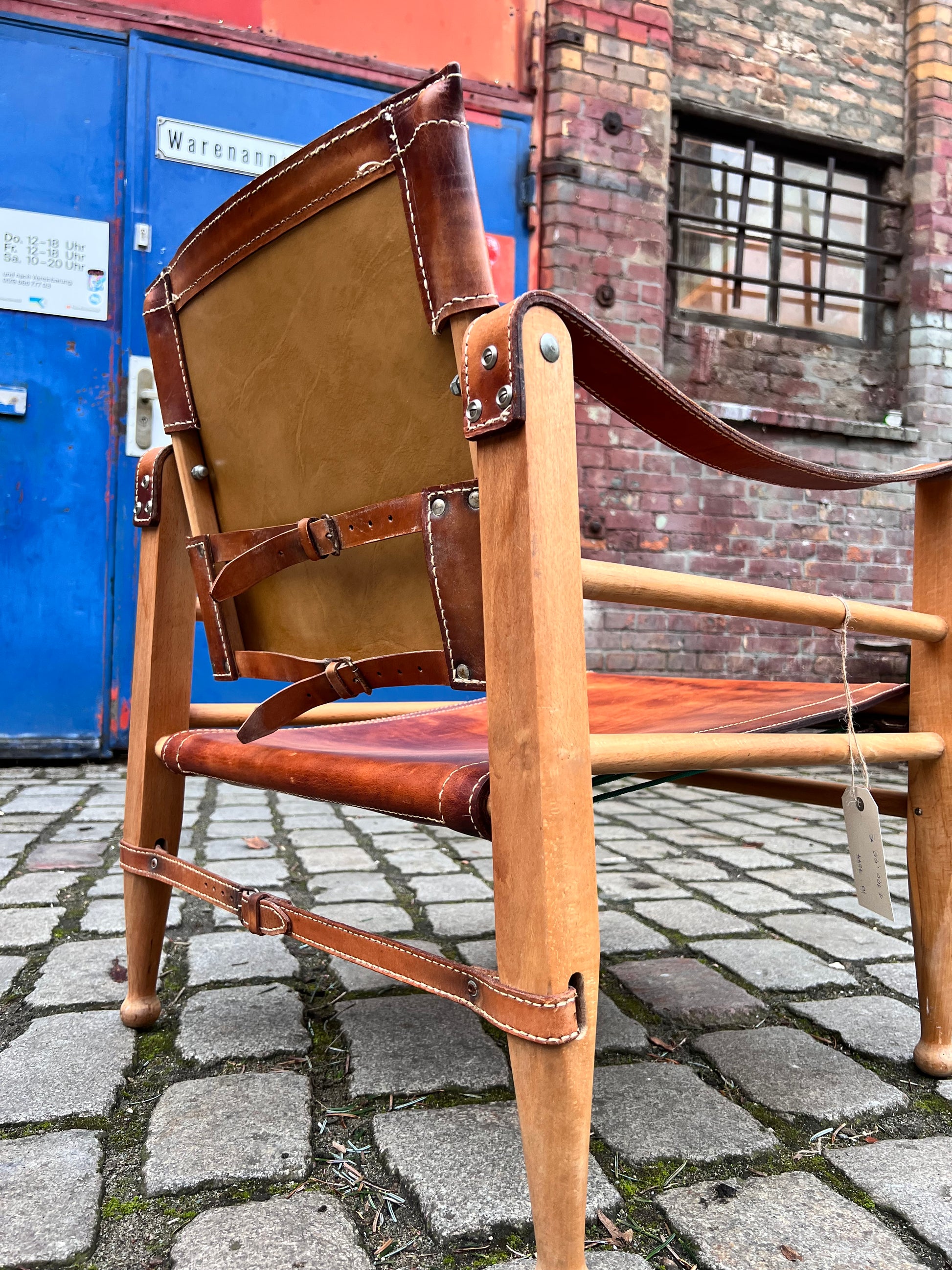 Safari-Sessel mit cognacfarbenem Lederbezug von Aage Bruun & Søn