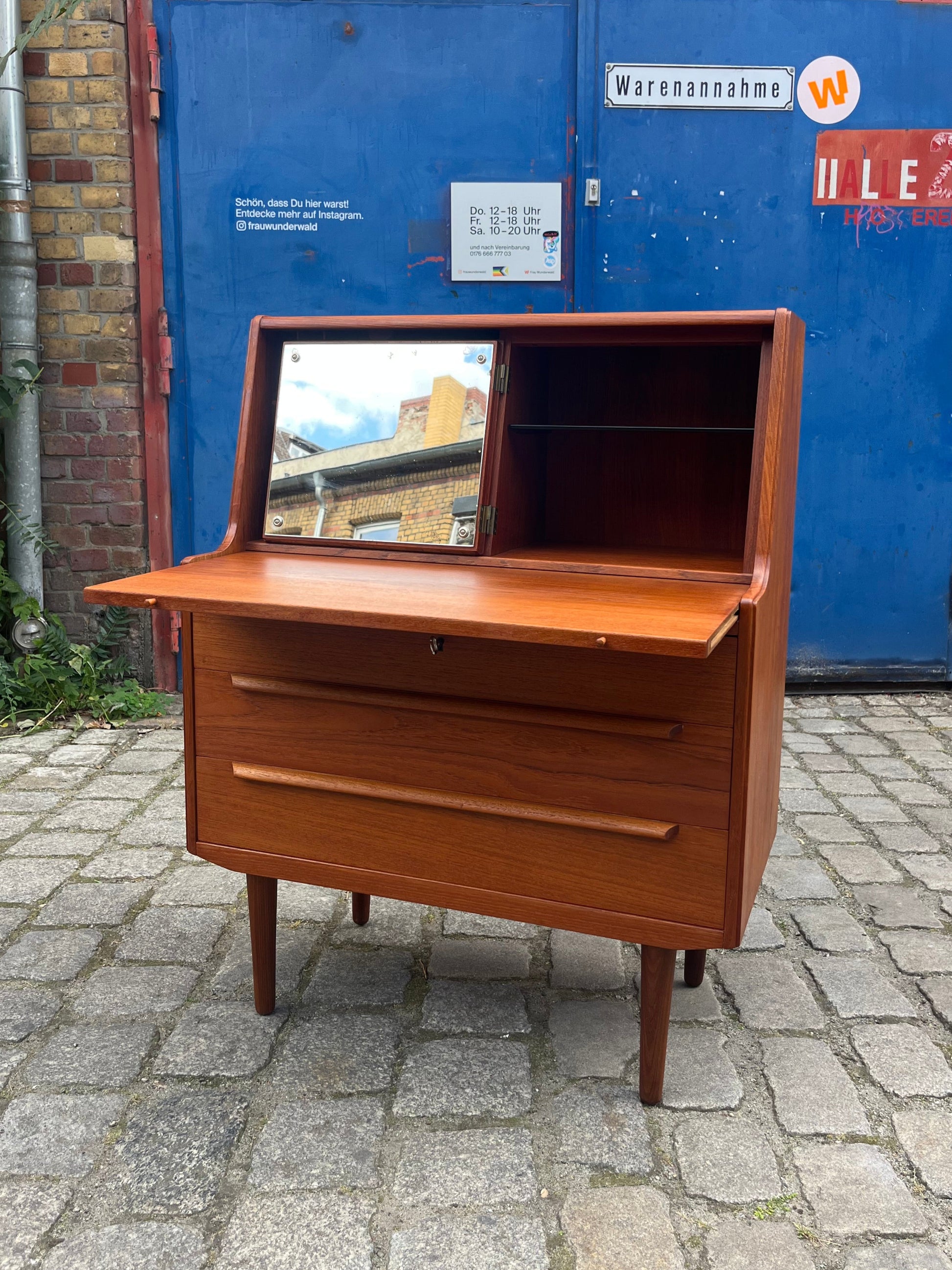 Sekretär Teak mit Spiegel aus Dänemark