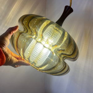 Hängelampe Glas und Teak aus Dänemark