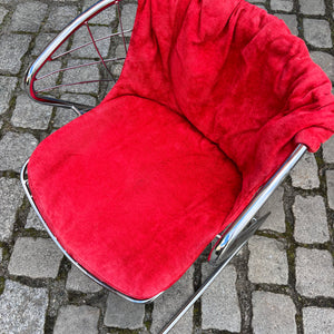 Freischwinger Chrom mit Samtkissen von Gastone Rinaldi