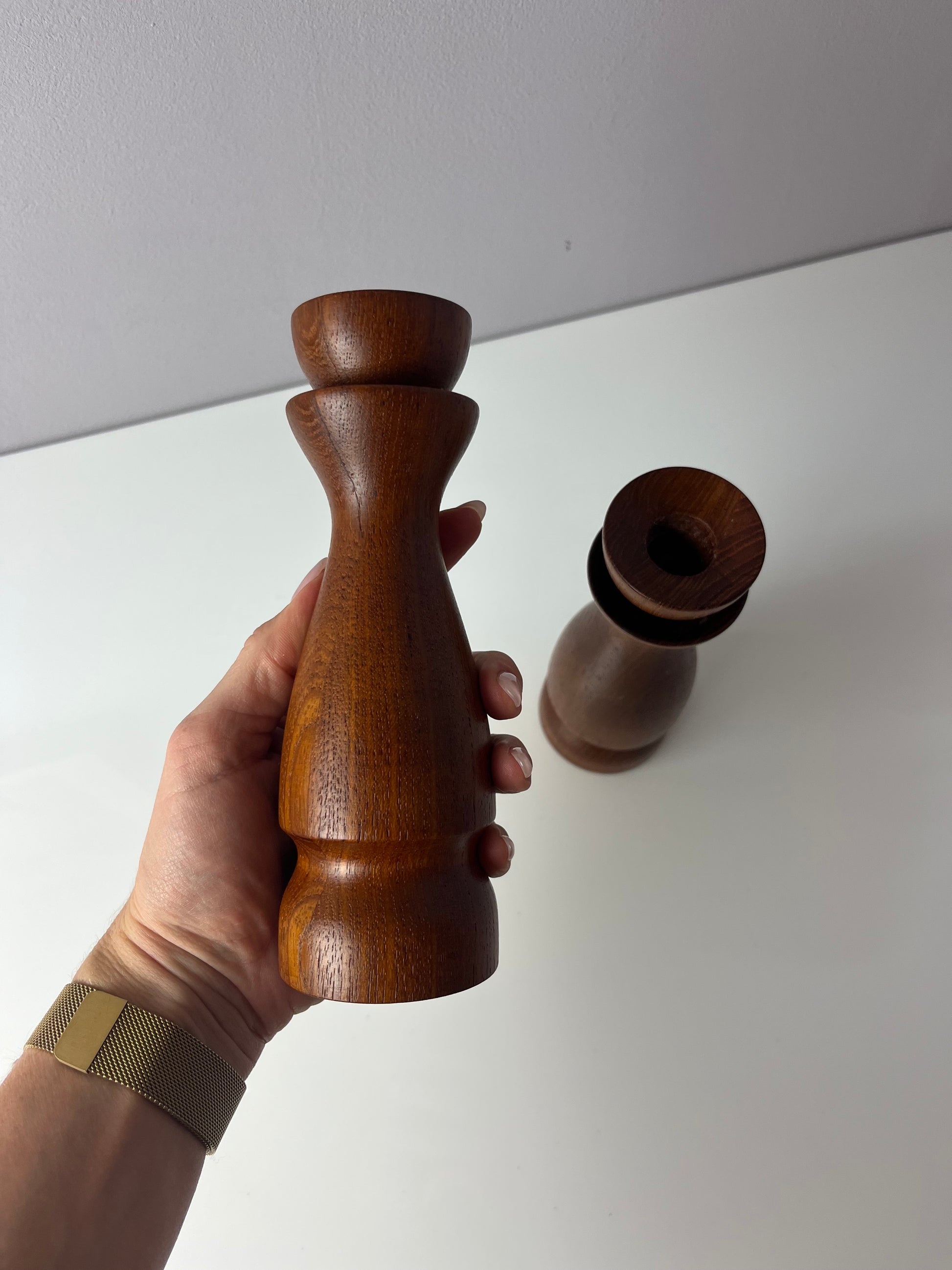 Set: 2x Kerzenständer Teak