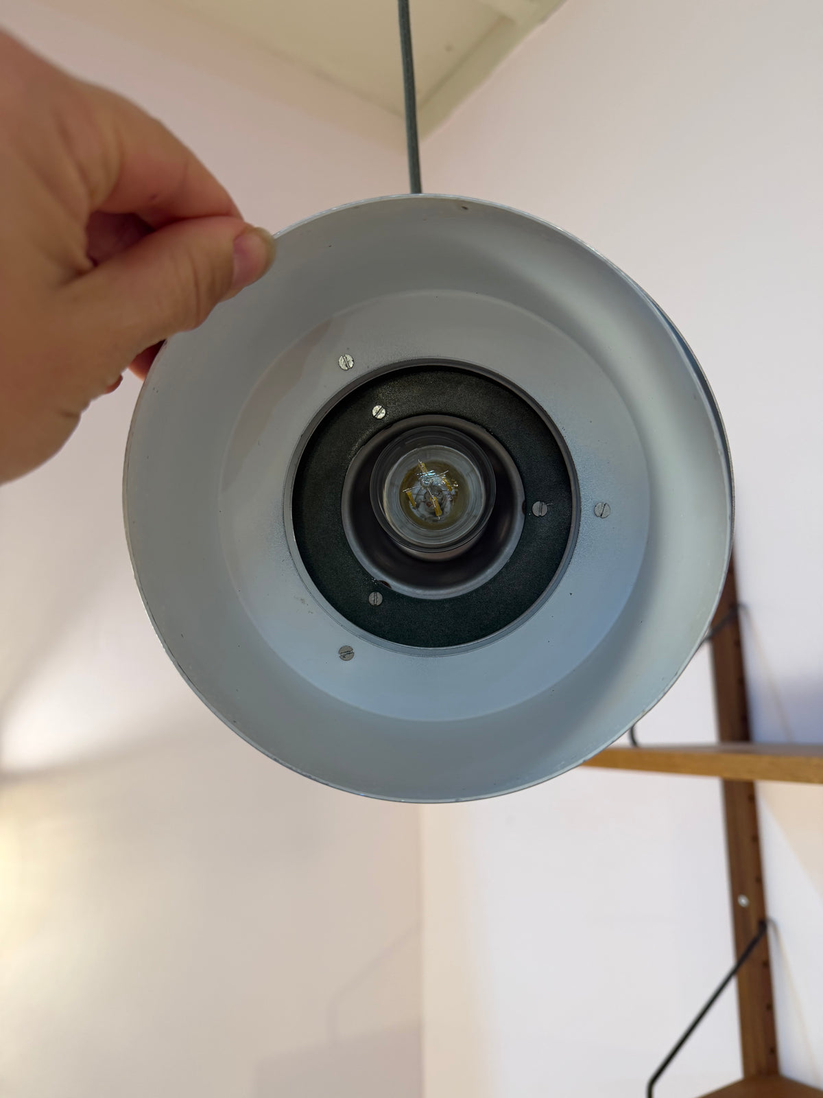 Hängelampe grün silber aus Dänemark