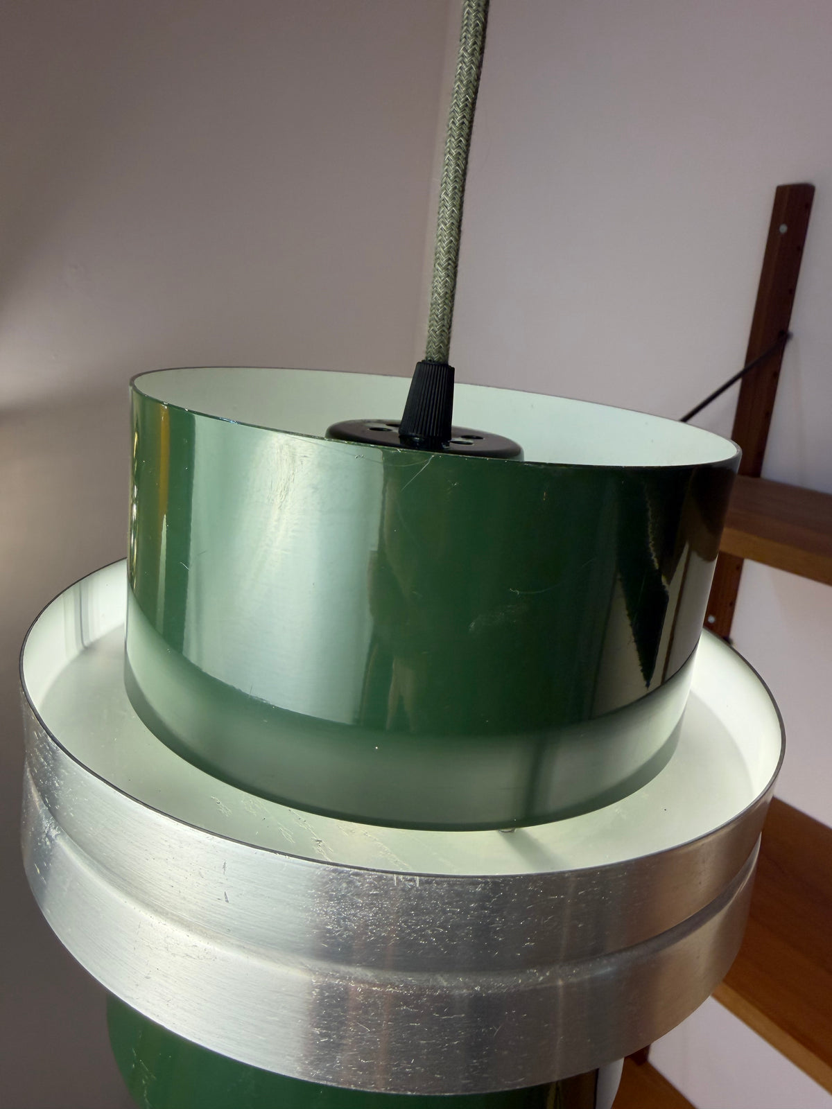 Hängelampe grün silber aus Dänemark