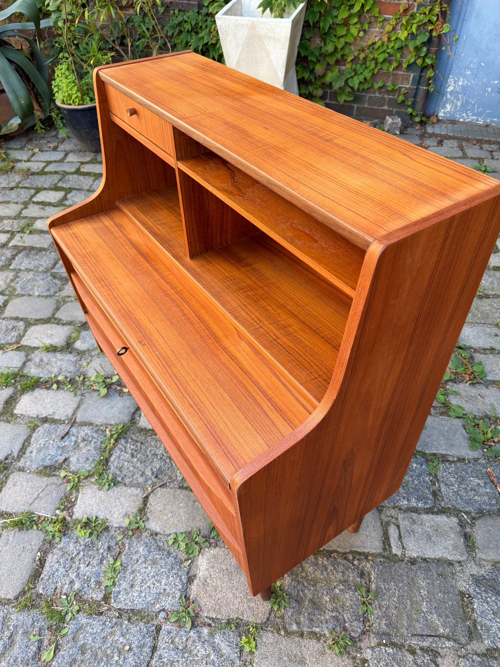 Sekretär Teak mit Spiegel & Schloss aus Dänemark