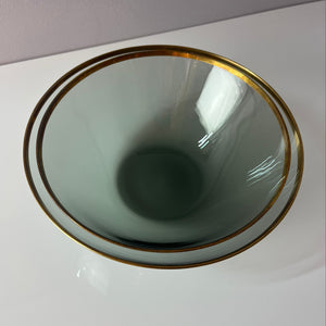 Set: 2 Schüsseln Rauchglas mit Goldrand