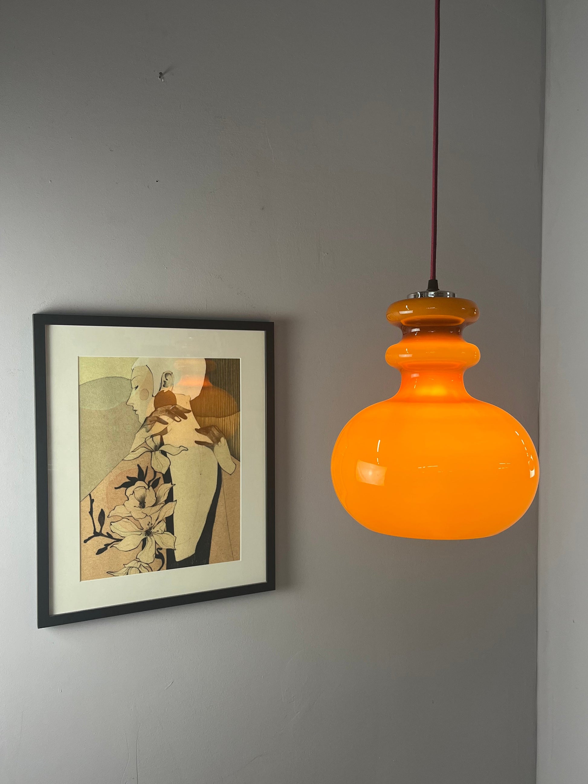 Hängelampe braun orange Glas