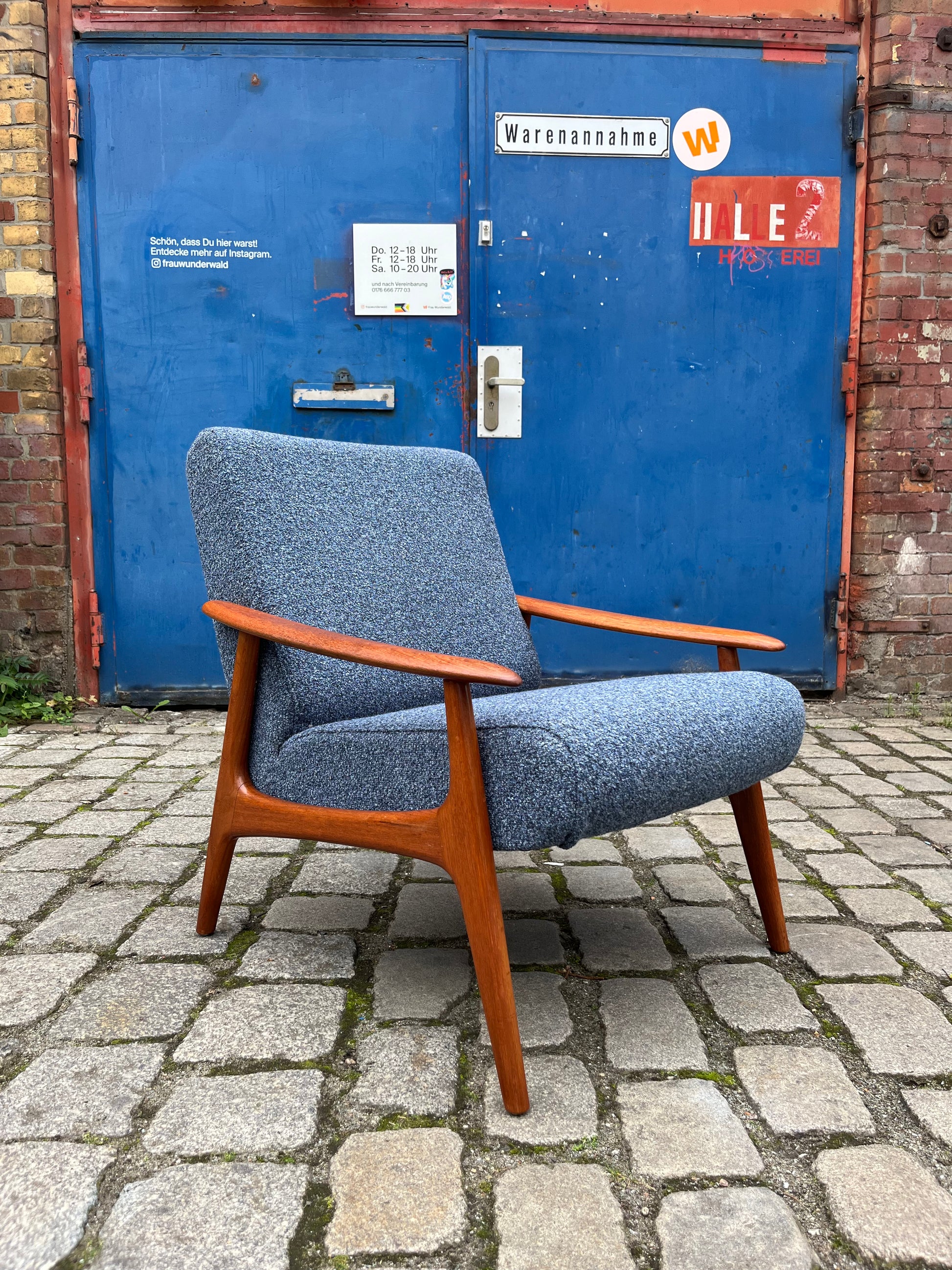 Sessel blau Teak aus Dänemark