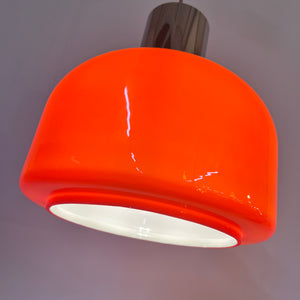 Hängelampe orange Glas Chrom von Glashütte Limburg