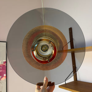 Hängelampe Rauchglas Messing von Jan Eskil Eskilsson für Belid