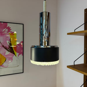 Hängelampe Modell 5024 Strukturglas Chrom von Staff
