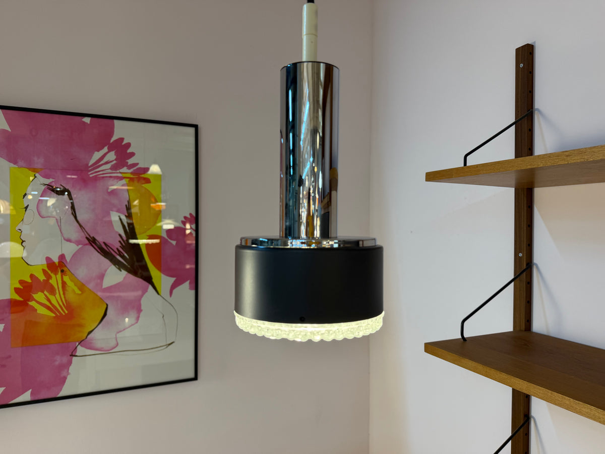 Hängelampe Modell 5024 Strukturglas Chrom von Staff