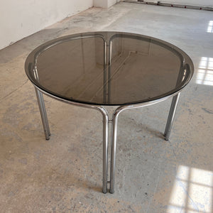 Runder Esstisch Chrom & getöntes Glas