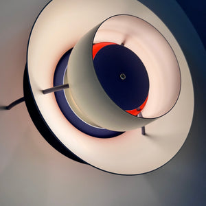 Lamellenlampe PH5 weiß blau von Poul Henningsen für Louis Poulsen