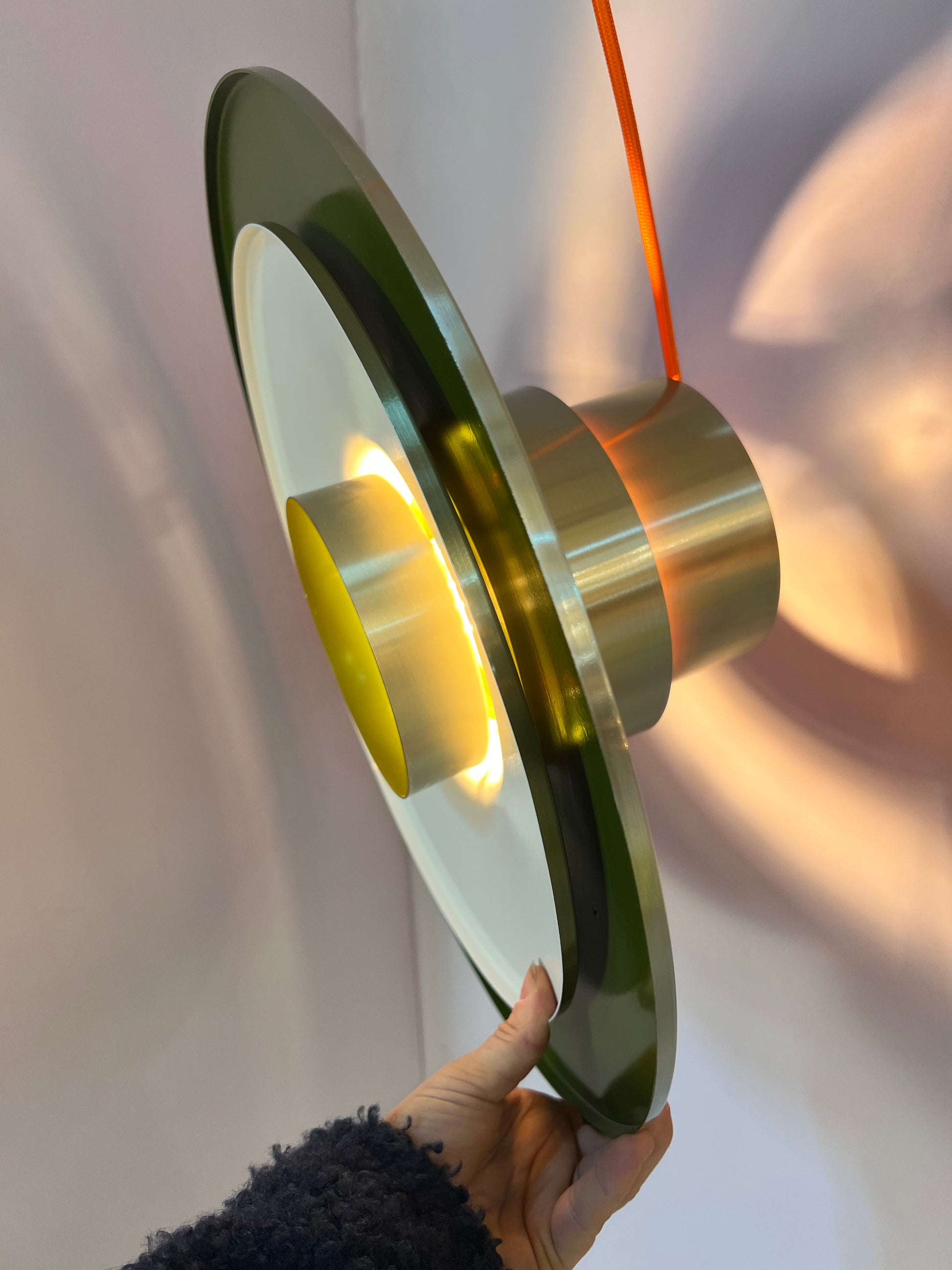 Lamellenlampe Trava grün orange von Carl Thore für Granhaga