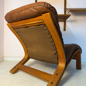 Sessel Kengu braun Echtleder von Elsa & Nordahl Solheim für Rybo Rykken