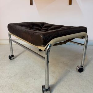 Hocker Modell Bore dunkelbraun Chrom von Noboru Nakamura für IKEA